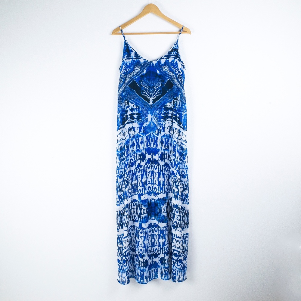 Express Abstract Ikat Print Strappy Maxi Dress